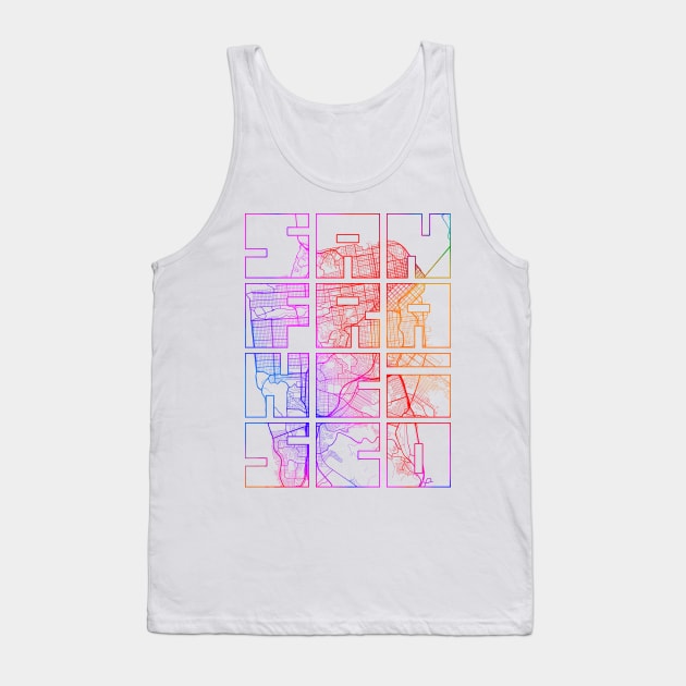 San Francisco, USA City Map Typography - Colorful Tank Top by deMAP Studio